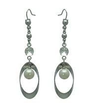Foto Dorcas silver pearl cristal pendientes gancho