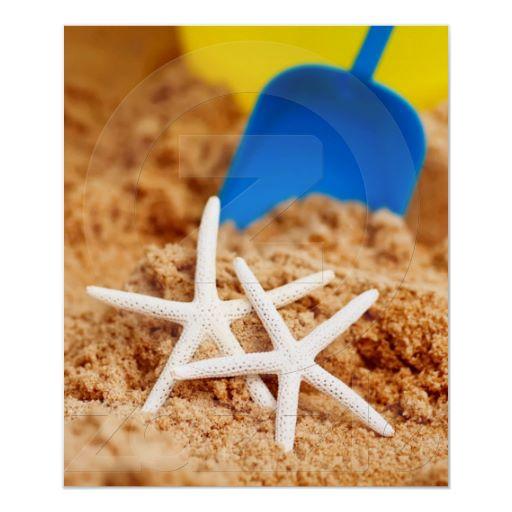Foto Dos estrellas de mar en la playa Posters
