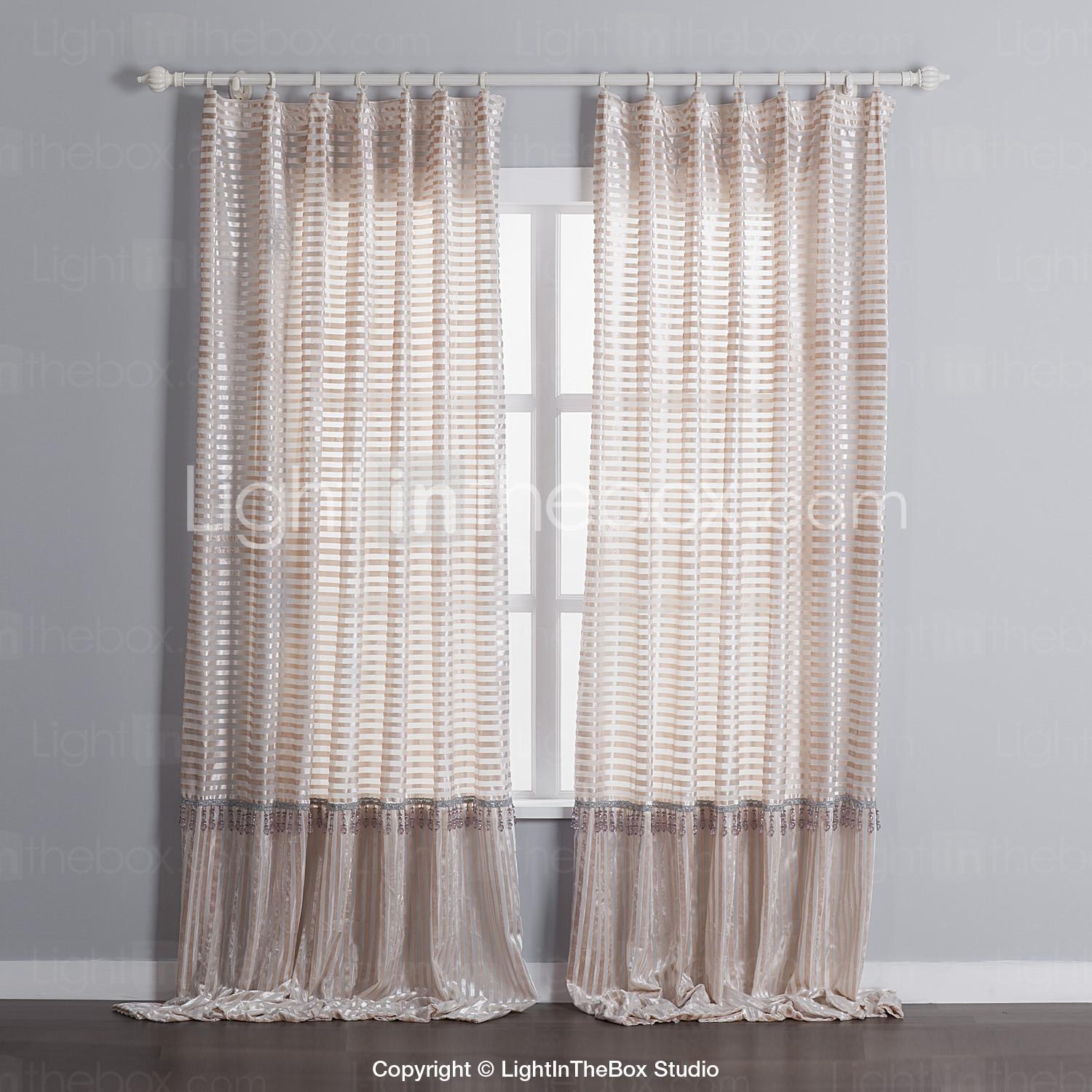 Foto (Dos paneles) clásicos jacquard terciopelo rayas finas cortinas