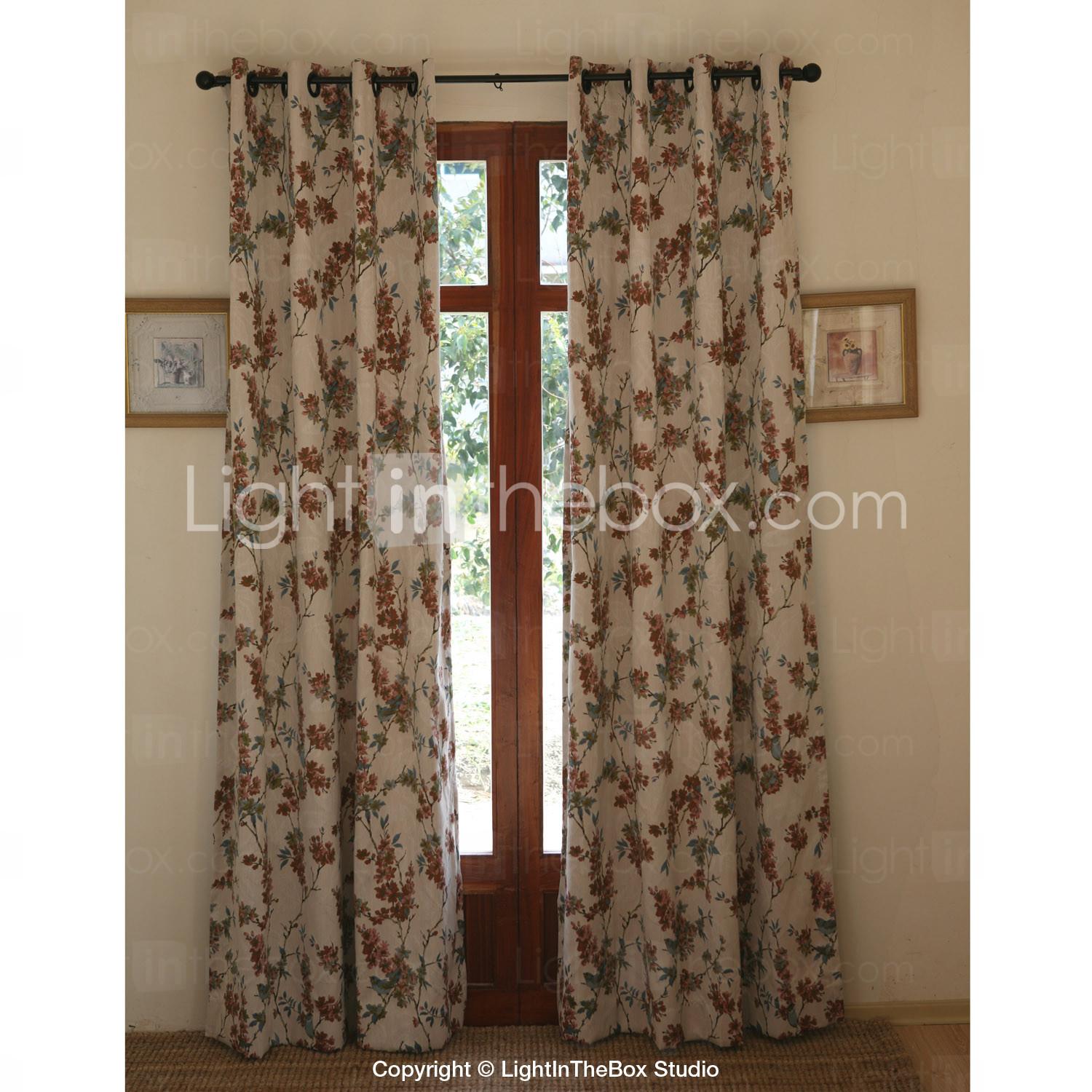 Foto (Dos paneles) país de poliéster mezcla del algodón jacquard cortinas térmicas florales