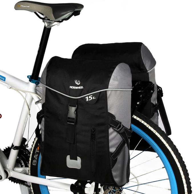 Foto Double Bicycle Rear Seat Trunk Bag Handbag Pannier Black 15L