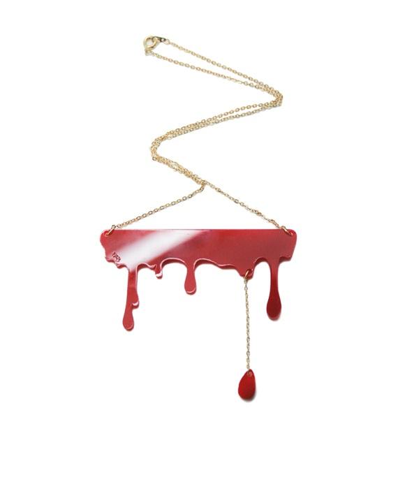Foto Drip Necklace Red Bleeding Drip Drippy Pendant