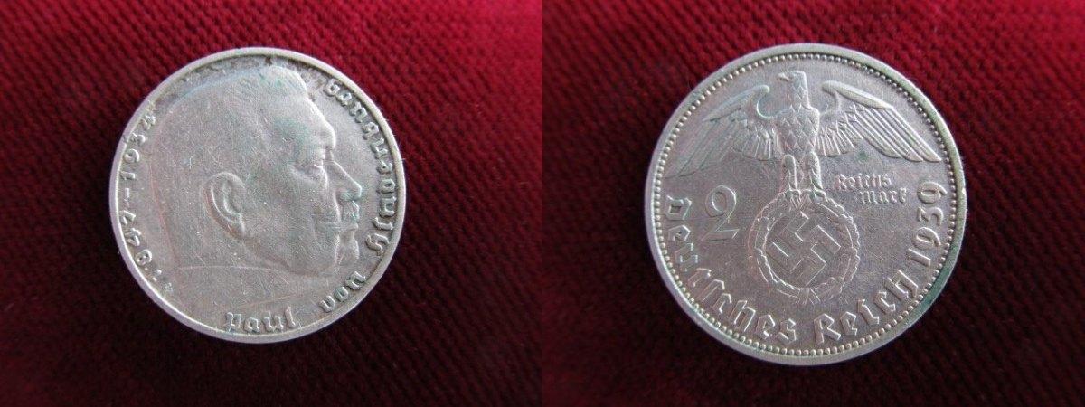 Foto Drittes Reich 1933-1945 2 Mark 1939 E