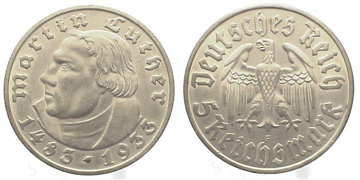 Foto Drittes Reich 5 Mark 1933 F