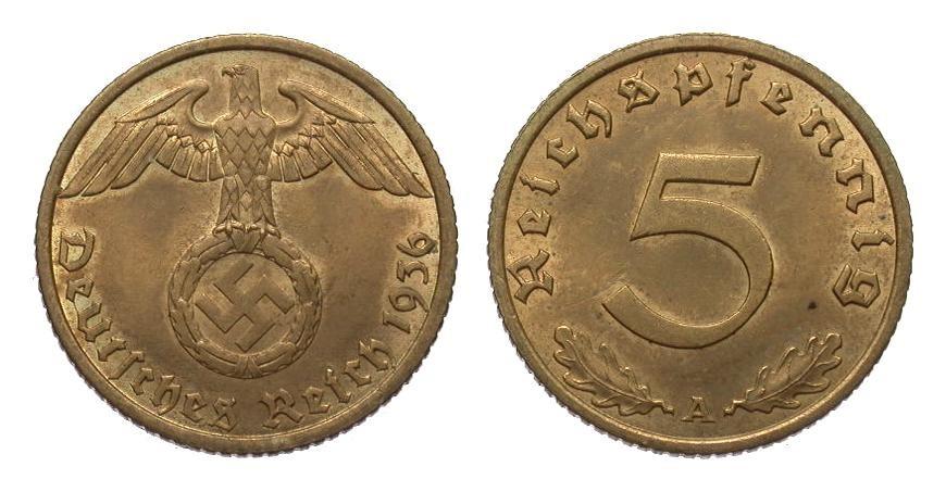 Foto Drittes Reich 5 Pfennig 1936 A