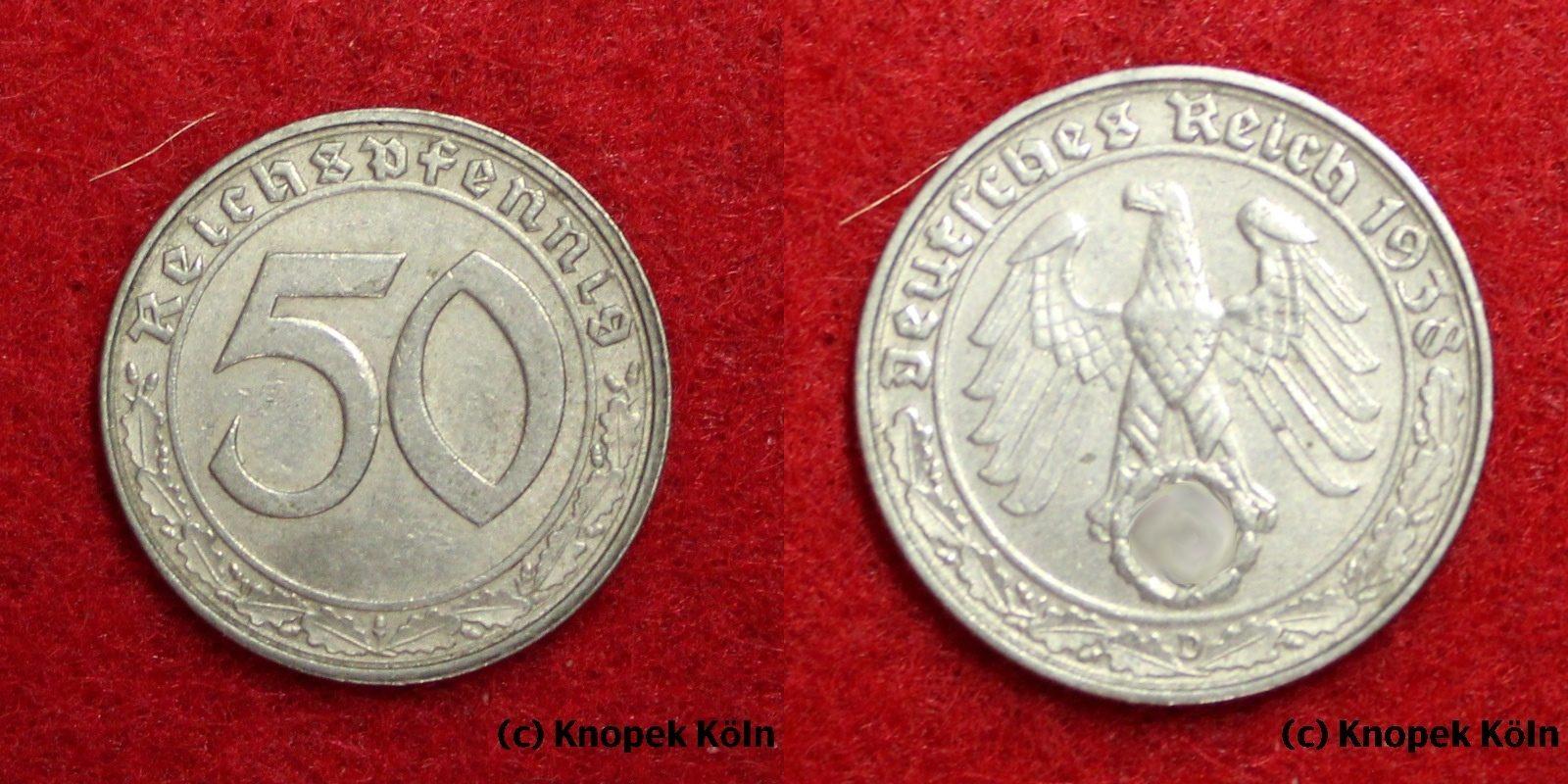 Foto Drittes Reich 50 Reichspfennig 1938 D