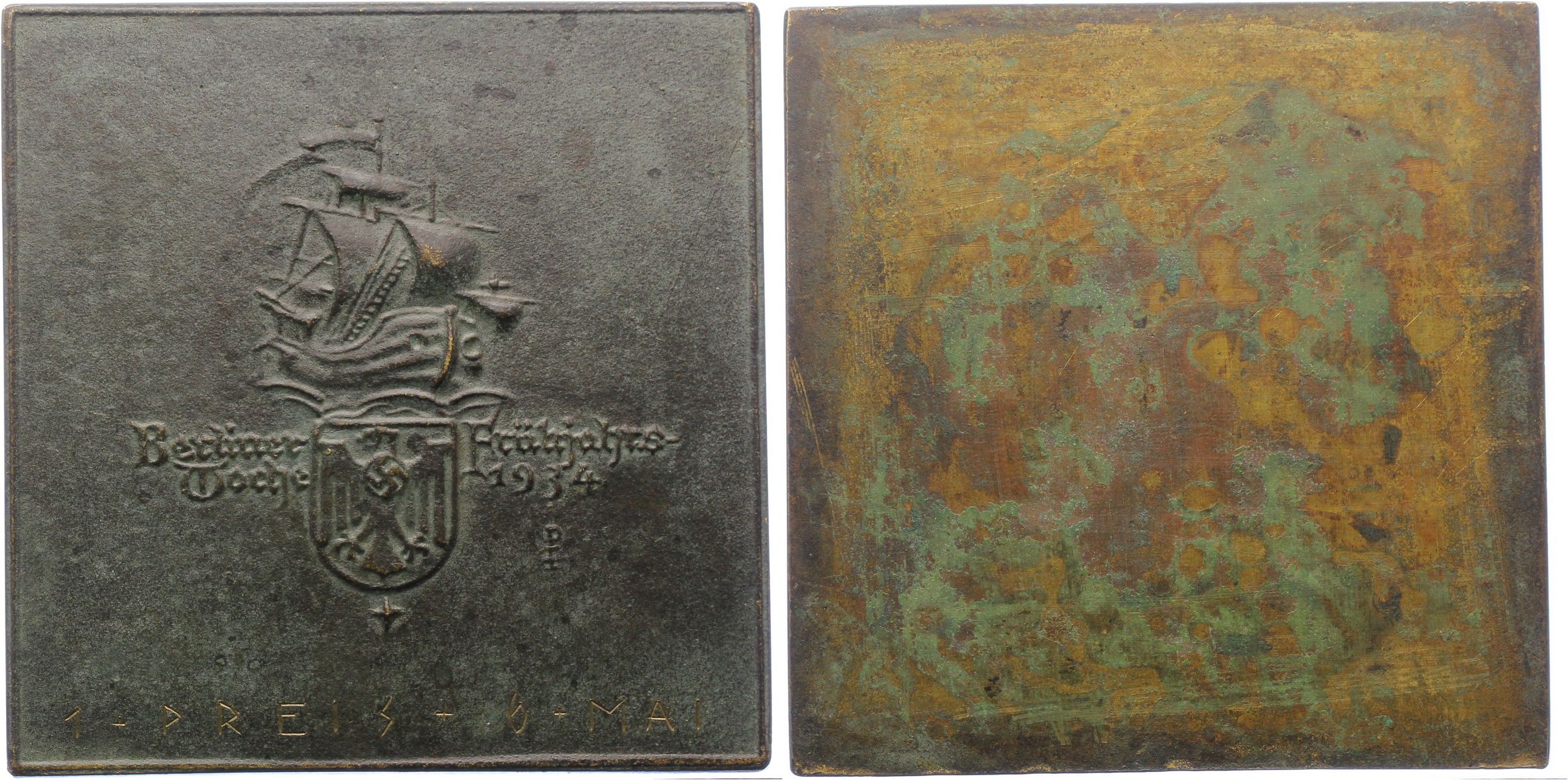 Foto Drittes Reich Einseitige Bronzegussplakette 1934