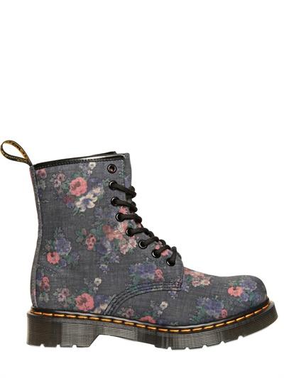 Foto dr.martens botas de mezclilla estampado floral 30mm