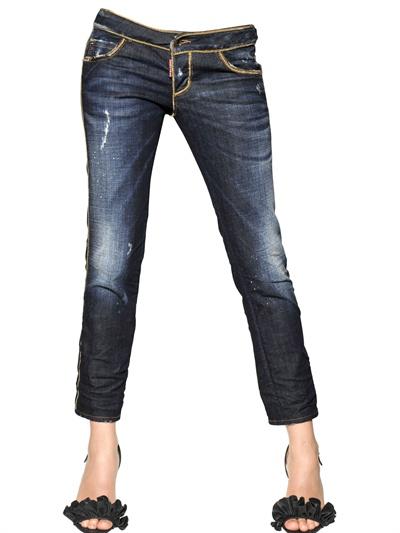Foto dsquared jeans de denim de algodón stretch con cadena