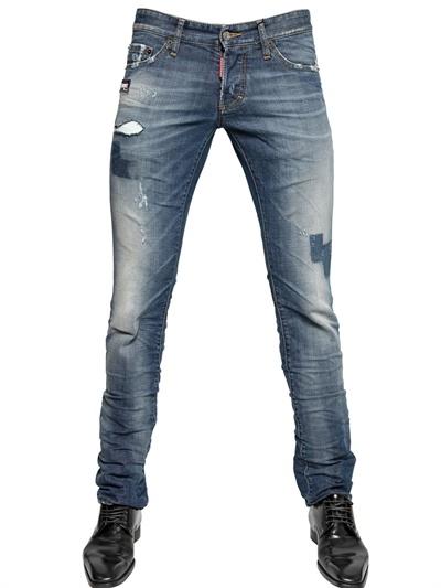 Foto dsquared jeans de denim slim fit de parches shadow 18.5cm