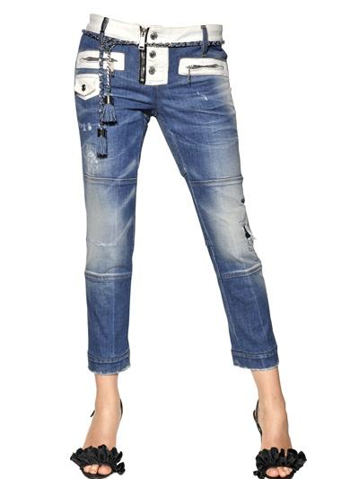 Foto dsquared jeans de motociclista en denim de algodón stretch