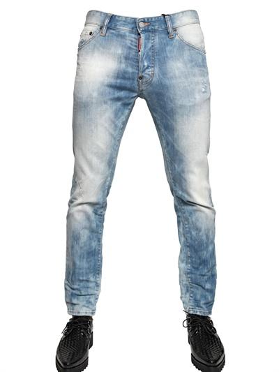Foto dsquared jeans en denim blanqueado sun miami 16.5cm