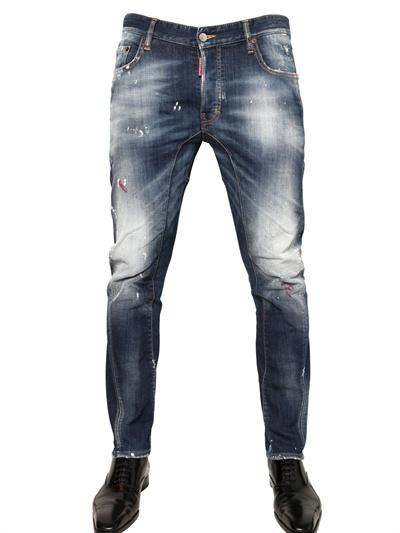 Foto dsquared jeans en denim tidy biker ajustados 17cm