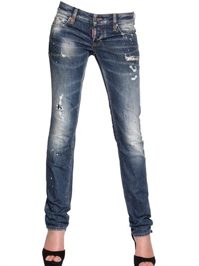 Foto dsquared jeans slim de algodón denim lavados y destruidos
