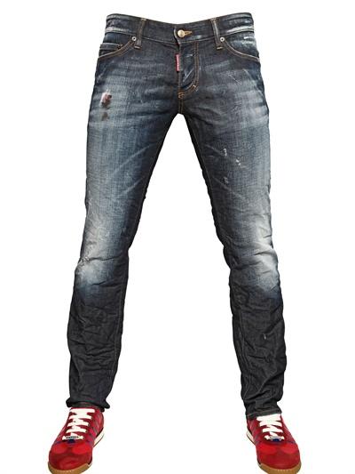 Foto dsquared jeans slim de denim ajustado pintado 19cm