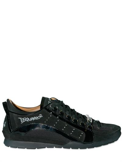 Foto dsquared patent calf suede and tech mesh sneakers