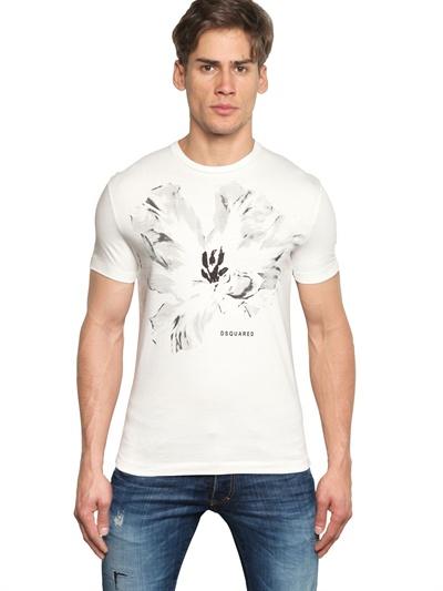 Foto dsquared t-shirt de algodón jersey estampado flores