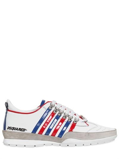Foto dsquared tenis de piel martillada con tiras de charol