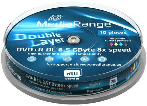 Foto Dvd+r Double Layer Mediarange 8x Cake 10 - 8,5gb Inkjet Fullsurface - Mr468