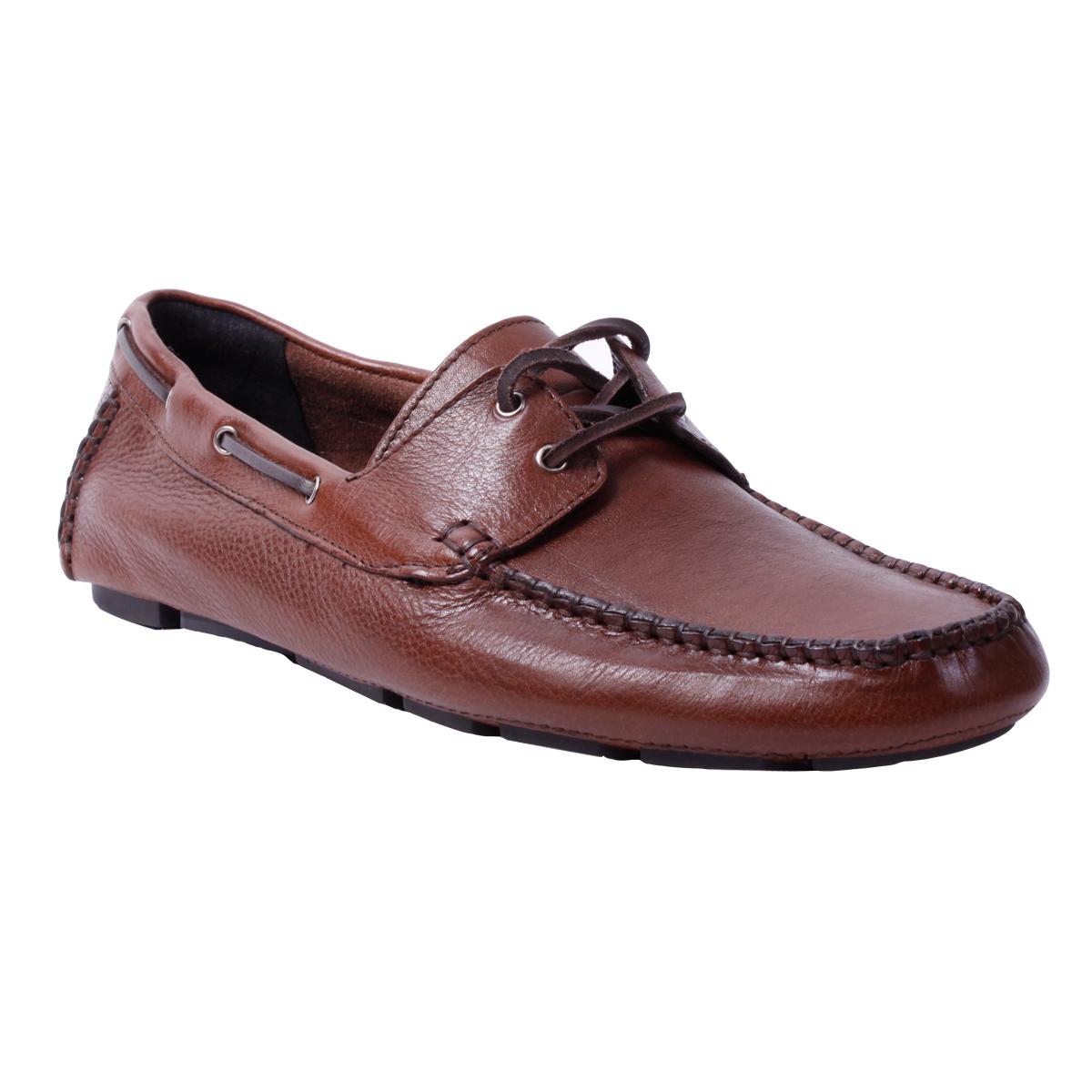 Foto D&G Mid Brown Textured Leather Classic Boat Shoe