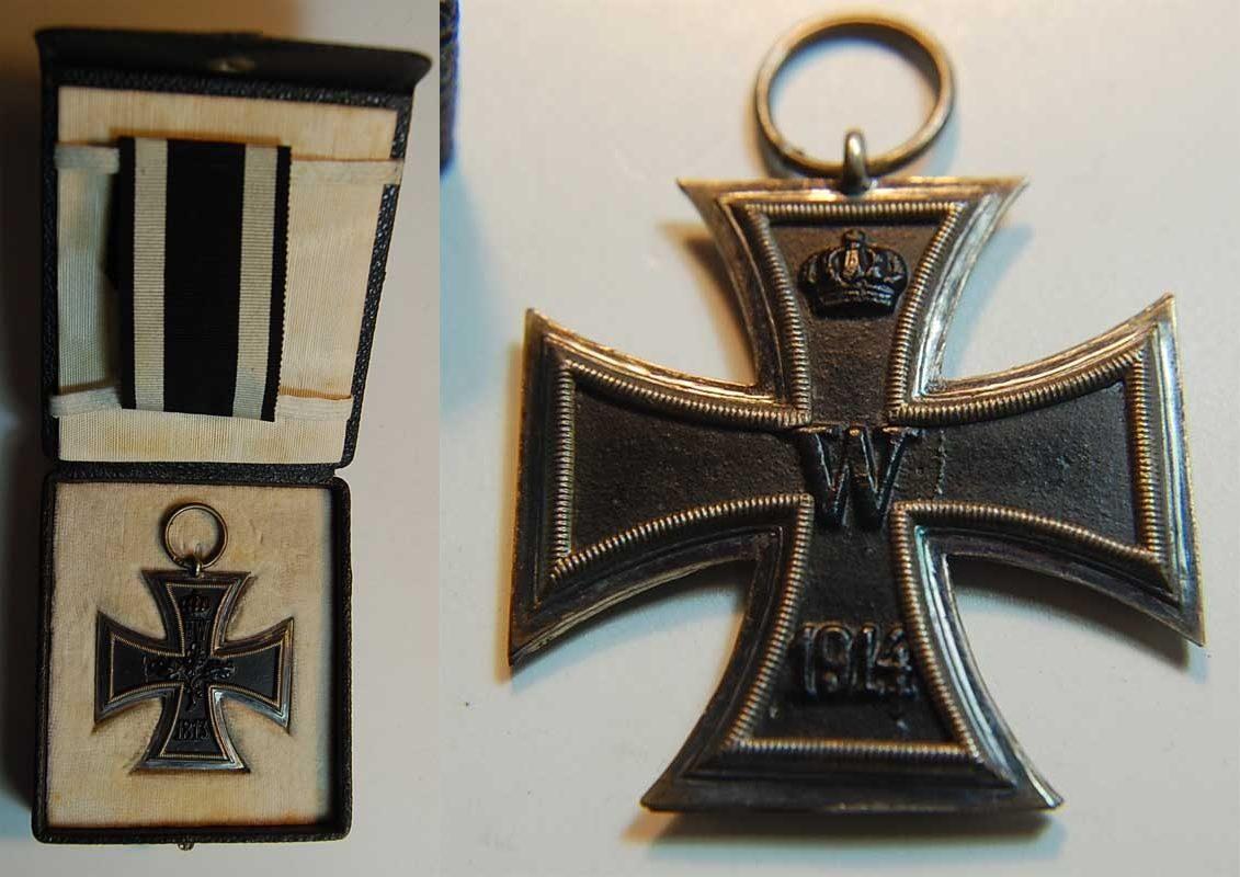 Foto Eisernes Kreuz in original Etui mit Band 1 Weltkrieg Eisernes Kreuz in