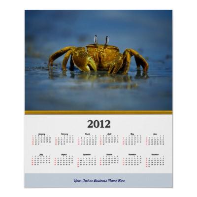 Foto El calendario de oro 2012 de SeaLife del cangrejo Posters
