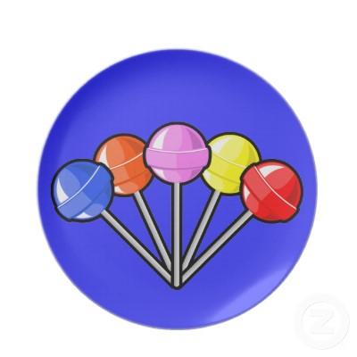 Foto El caramelo colorido de los Lollipops trata gráfic Plato Para Fiesta
