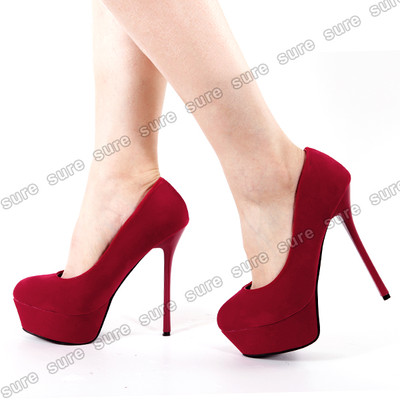 Foto Elegante Zapatos Calzados Mujer Tacones De Plataforma Y Tac�n 14cm Talla 38 Rojo