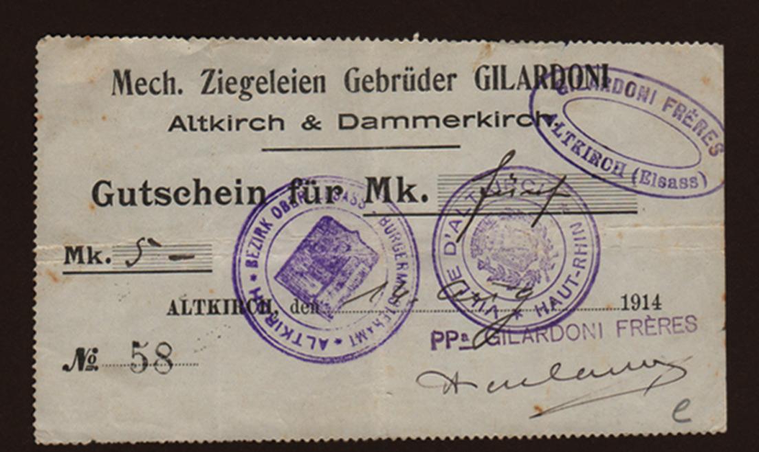 Foto Elsaß,Altkirch 5 Mark U 14 Aug 1914