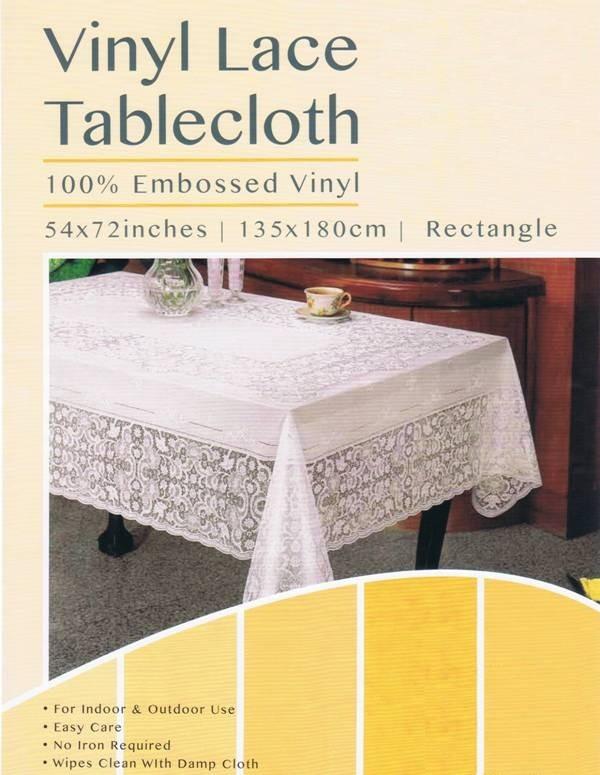 Foto Embossed Soft Vinyl Lace Design Table Cloth 54 Inch X 72 Inch