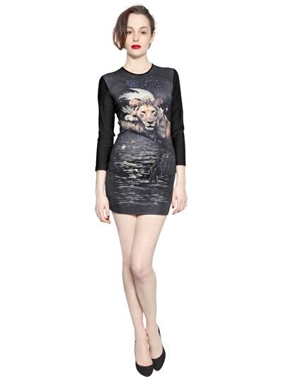 Foto emma cook vestido de jersey techno ajustado estampado