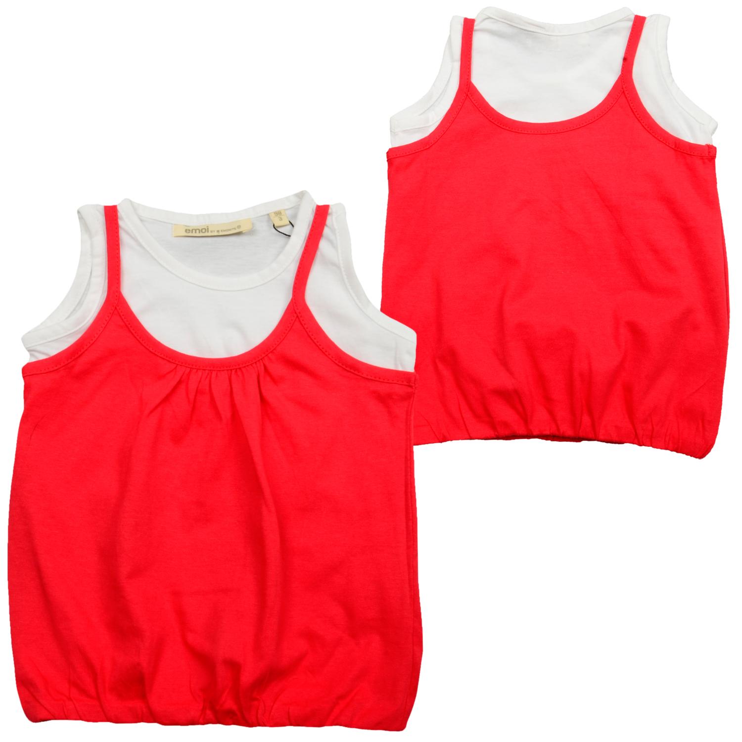 Foto Emoi Girls Basic Fake Double Singlet Top Rojo Blanco
