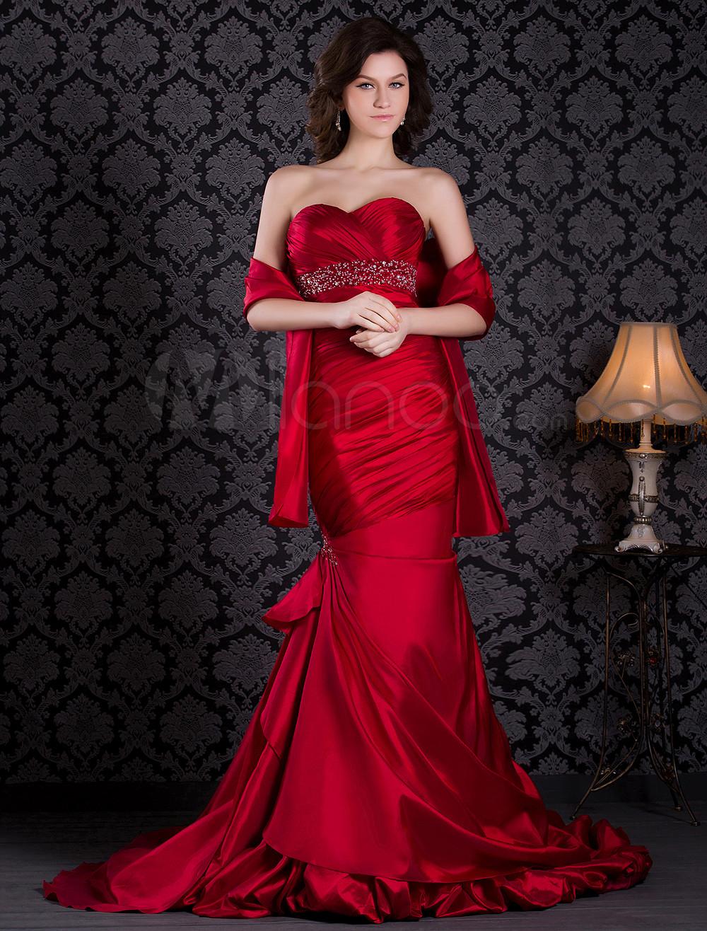 Foto Encantador Vestido de sirena abalorios raso tejido elástico vestido de novia Femenil