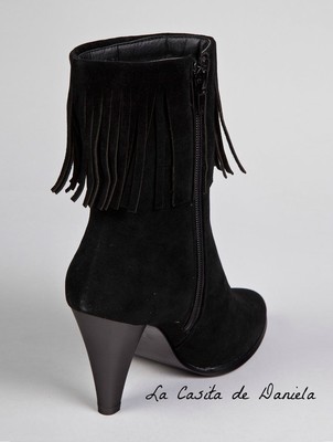 Foto Enza Nucci Botin Negro Tipo Ante De Tac�n Con Flecos N� 38/black Booty Heel
