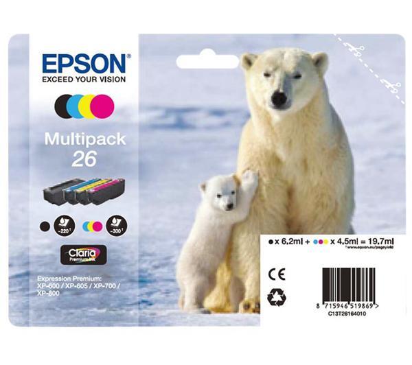 Foto Epson Cartucho de impresión Oso Polar 26 Multipack - negro, amarillo, cian, magenta (C13T26164010)