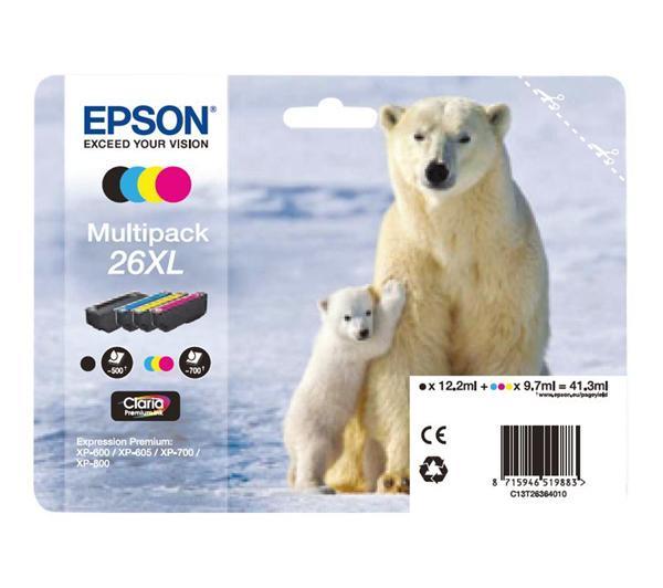 Foto Epson Cartucho de impresión Oso Polar XL Multipack negro, amarillo, cián , magenta (C13T26364010)