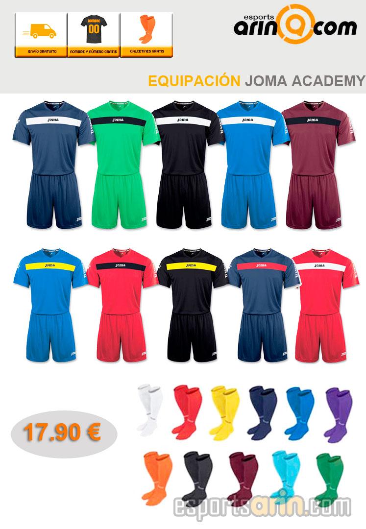 Foto Equipación Joma Academy. Regalo medias, envío y nombre + número - Envio 24h