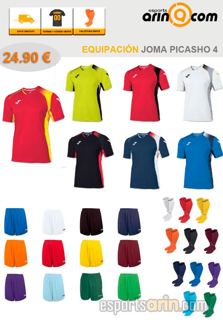Foto Equipación Joma Picasho 4. Regalo envío, medias y nombre + númer - Envio 24h