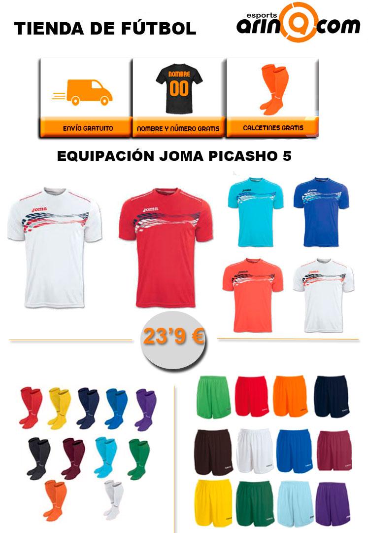 Foto Equipación JOMA PICASHO 5,regalo medias, envío y nombre + número - Envio 24h
