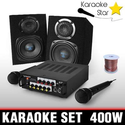 Foto Equipo Karaoke Amplificador Altavoces 2 Micros Cable 400w Ideal Casa Bar Pub Pro