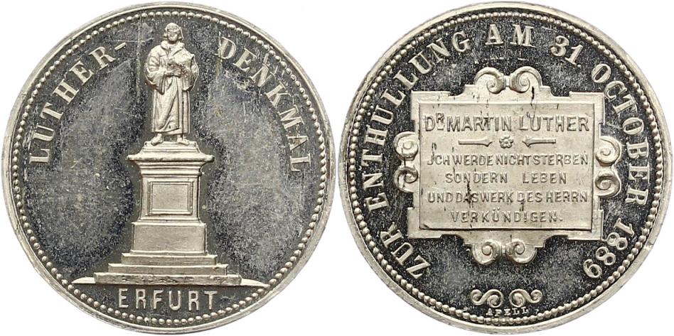 Foto Erfurt-Stadt Zinnmedaille 1889