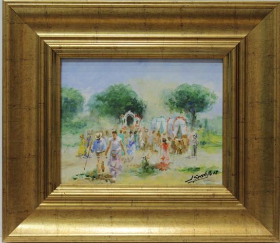 Foto Escena rociera | Pinturas de escenas rocieras en óleo sobre tabla