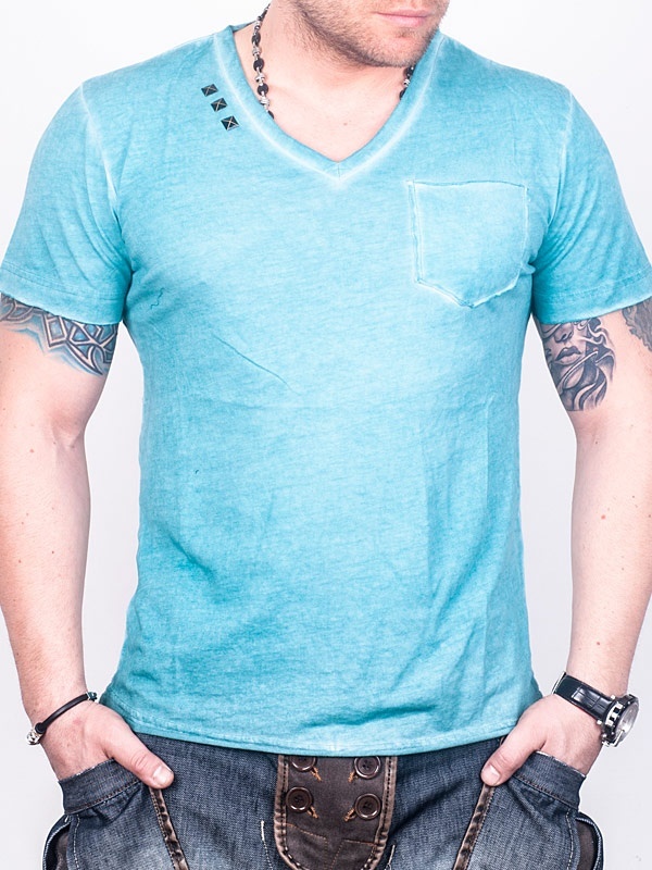 Foto Escote en V Camiseta – Luz Azul - M