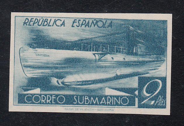 Foto ESPAÑA SPAIN 776ccbs 1938 SUBMARINO 2 PTAS AZUL VARIEDAD MNH