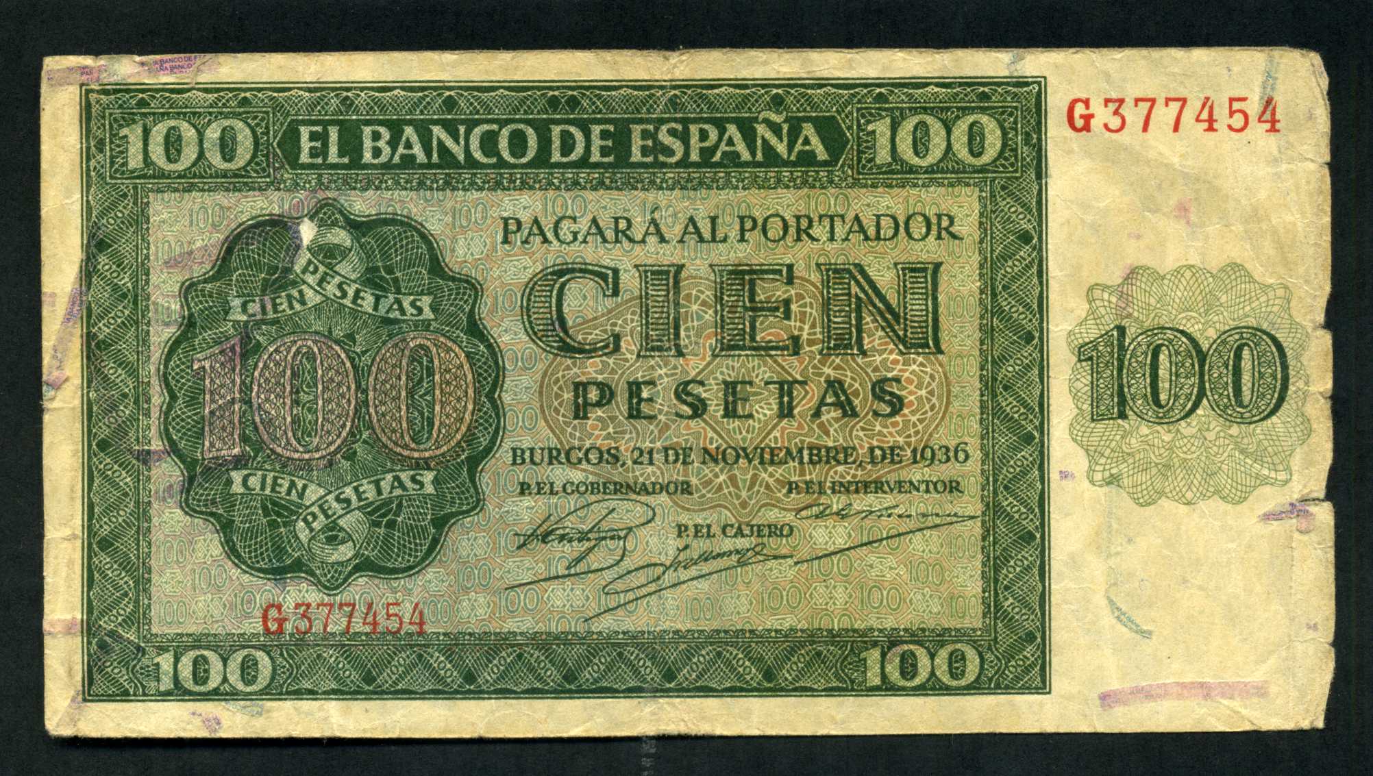 Foto España 100 Ptas Burgos 21/11/1936