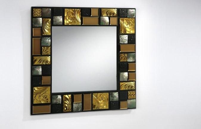 Foto Espejo con mosaico ambar 60cm