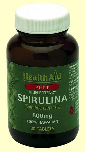 Foto Espirulina 500 mg de polvo 100% Hawaiana - Health Aid - 60 comprimidos