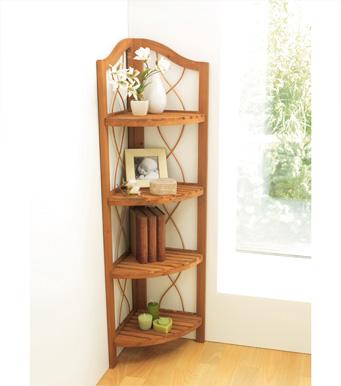 Foto Estantería rinconera decorativa de madera