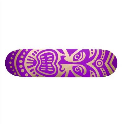 Foto Estilo de la máscara de Tiki - púrpura en la mader Tabla De Skate