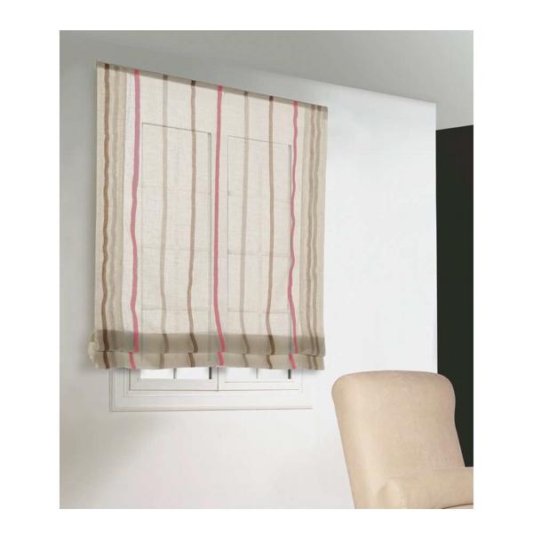 Foto estor visillo dora beige y burdeos 90 x 175 cms